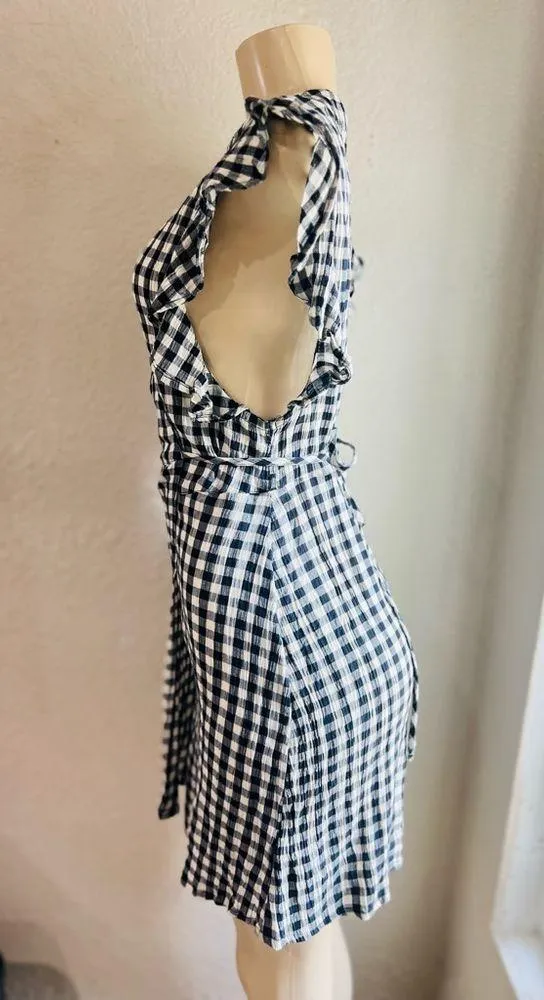 Topshop Gingham Ruffle Detail Wrap Dress size small - Image 5
