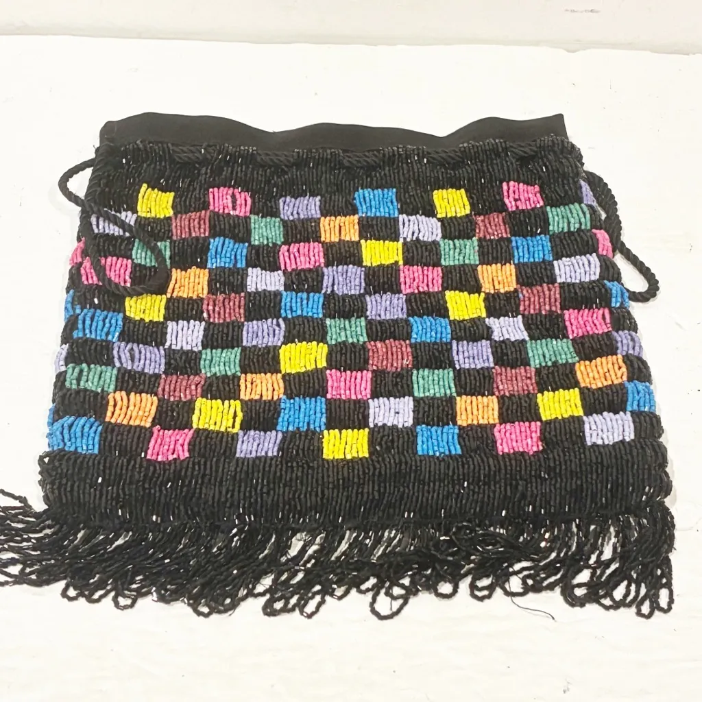 STAUD Beaded Check Drawstring Pouch Women's Black Multi color - Image 4