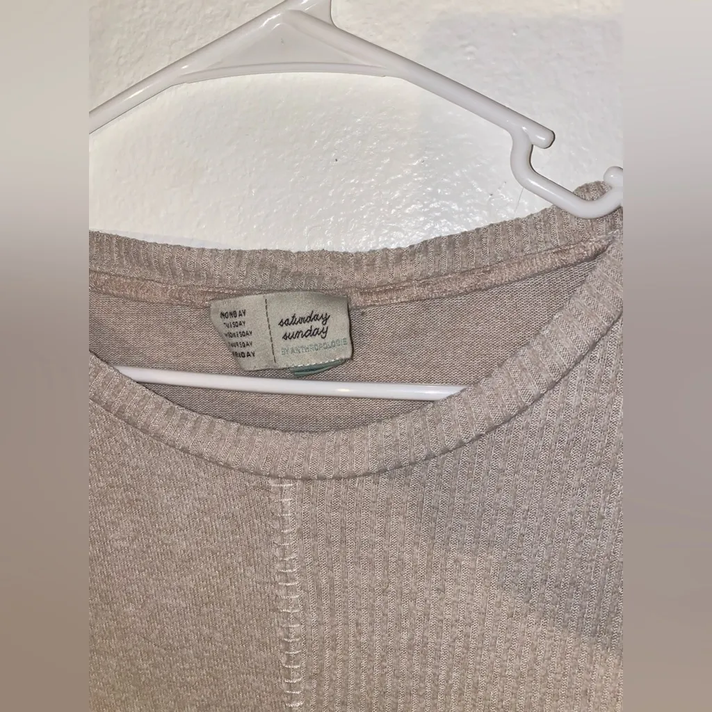 Saturday Sunday Sweater M Womens Beige Patchwork Soft Long Sleeves Anthropologie - Image 3