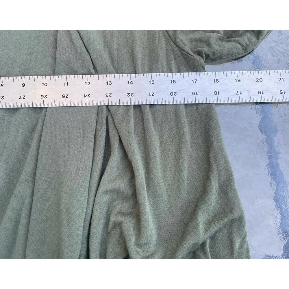 Bobeau Open Front One Button Sweatshirt  Sweater Size Small Olive Green Pockets - Image 6