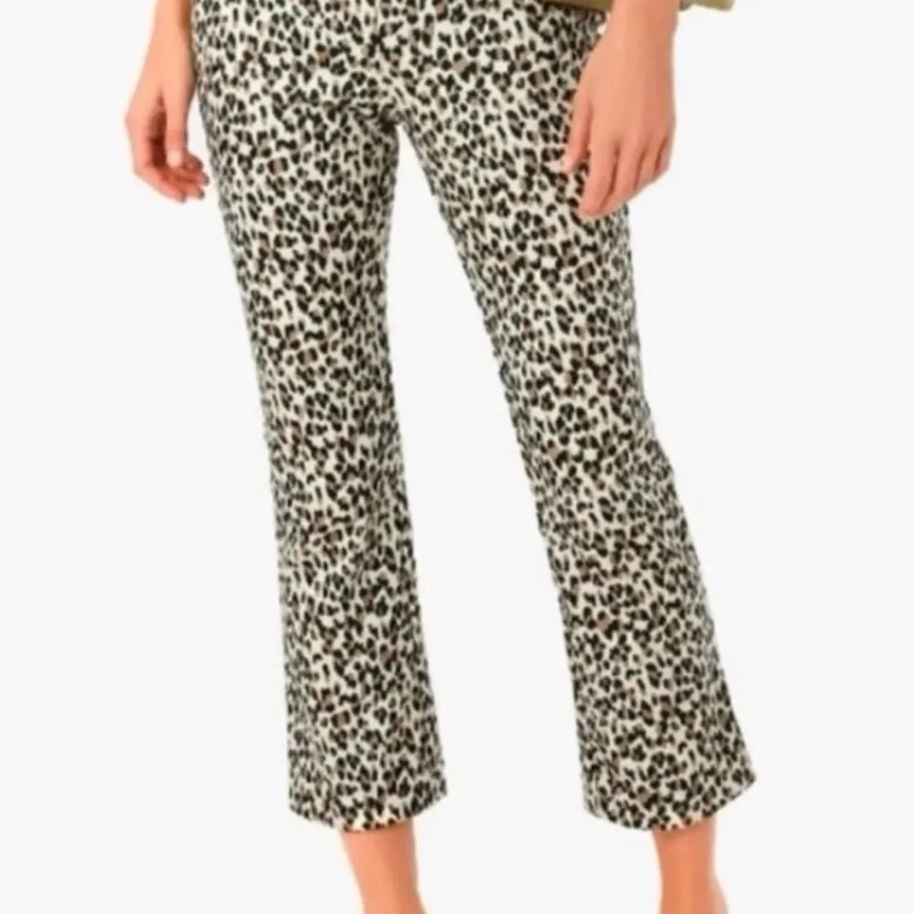 Tuckernuck Ashford Pants Womens Small Ivory Leopard Print Velour Cropped Kick - Image 4