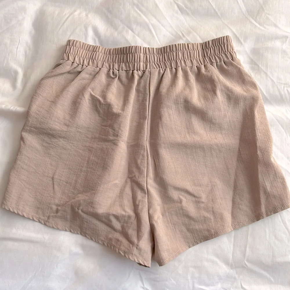 Khaki High Waisted Shorts Tan - Image 2