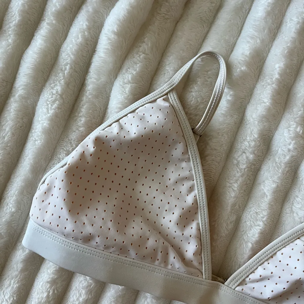 Fabletics  Cream Perforated Bikini Top - Image 2