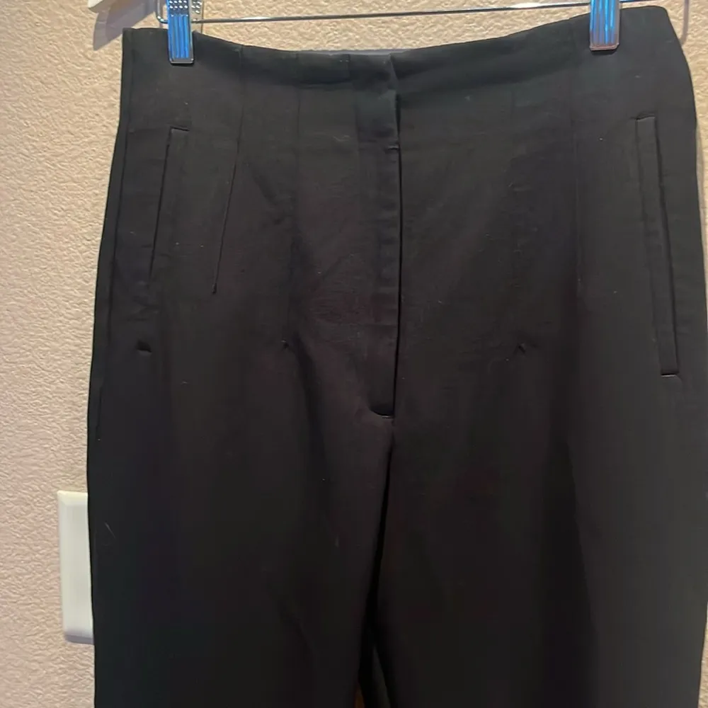 ZARA  Women’s Cropped Trousers Slacks Pants Size Large NotchBack Black - Image 3