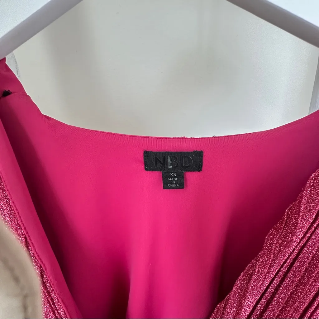 NBD Revolve Illusion Mini Dress in Fuchsia Long Sleeve Dress Size XS - Image 10