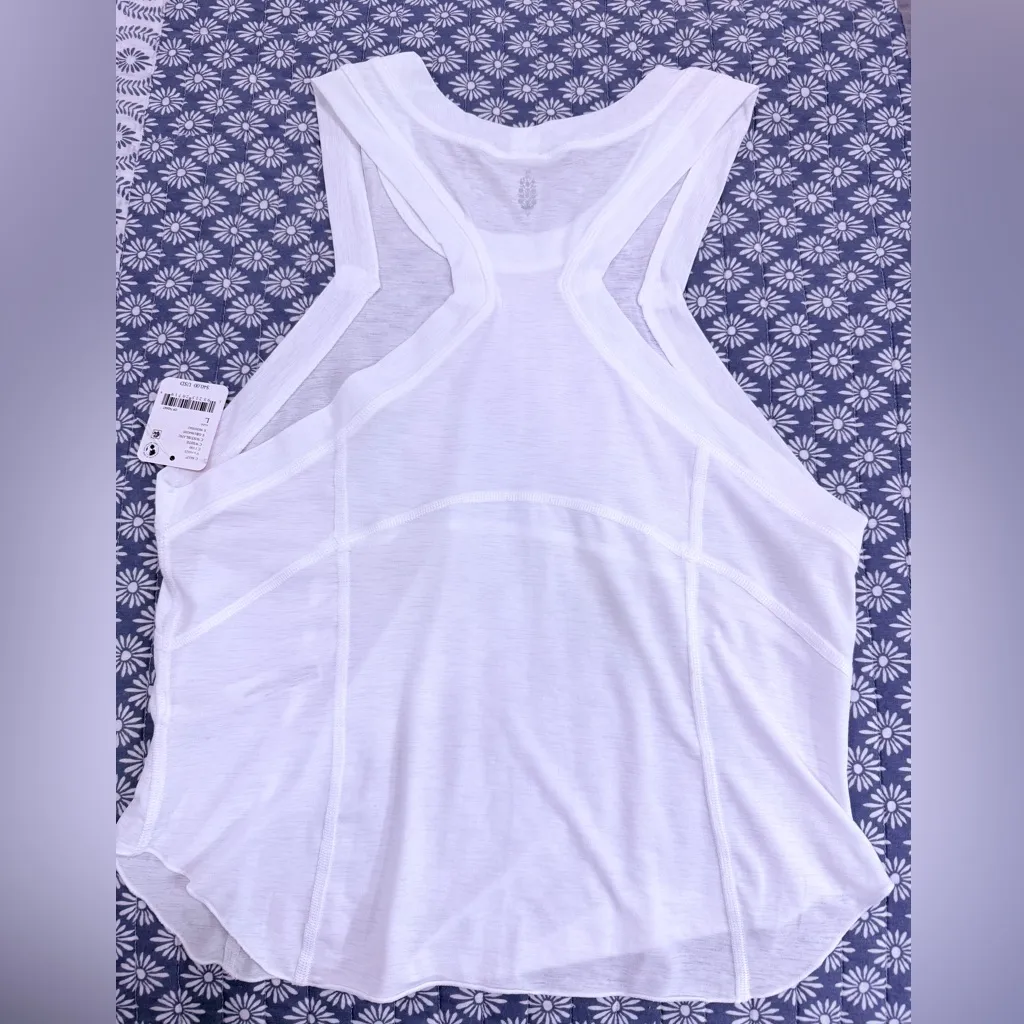 NWT Free People Movement Tempo Silver Lining White Tank size Large, Optic White - Image 11