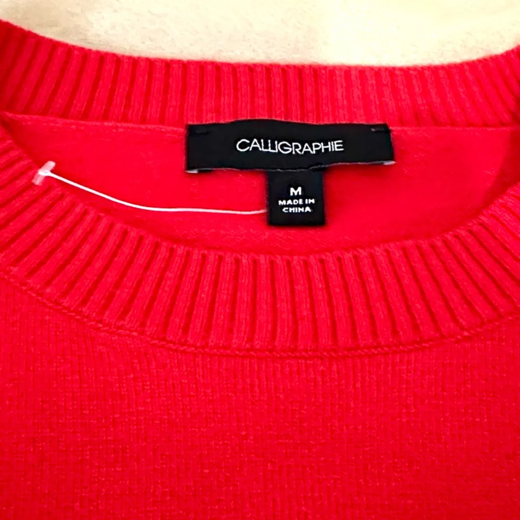 Red Striped Sweater with 'Amour' Embroidery Size M - Image 5