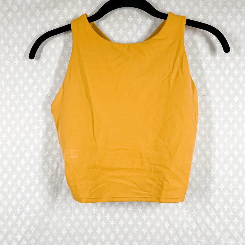 Athleta Yellow Conscious Crop High Neck Racerback Sports‎ Bra - Image 2