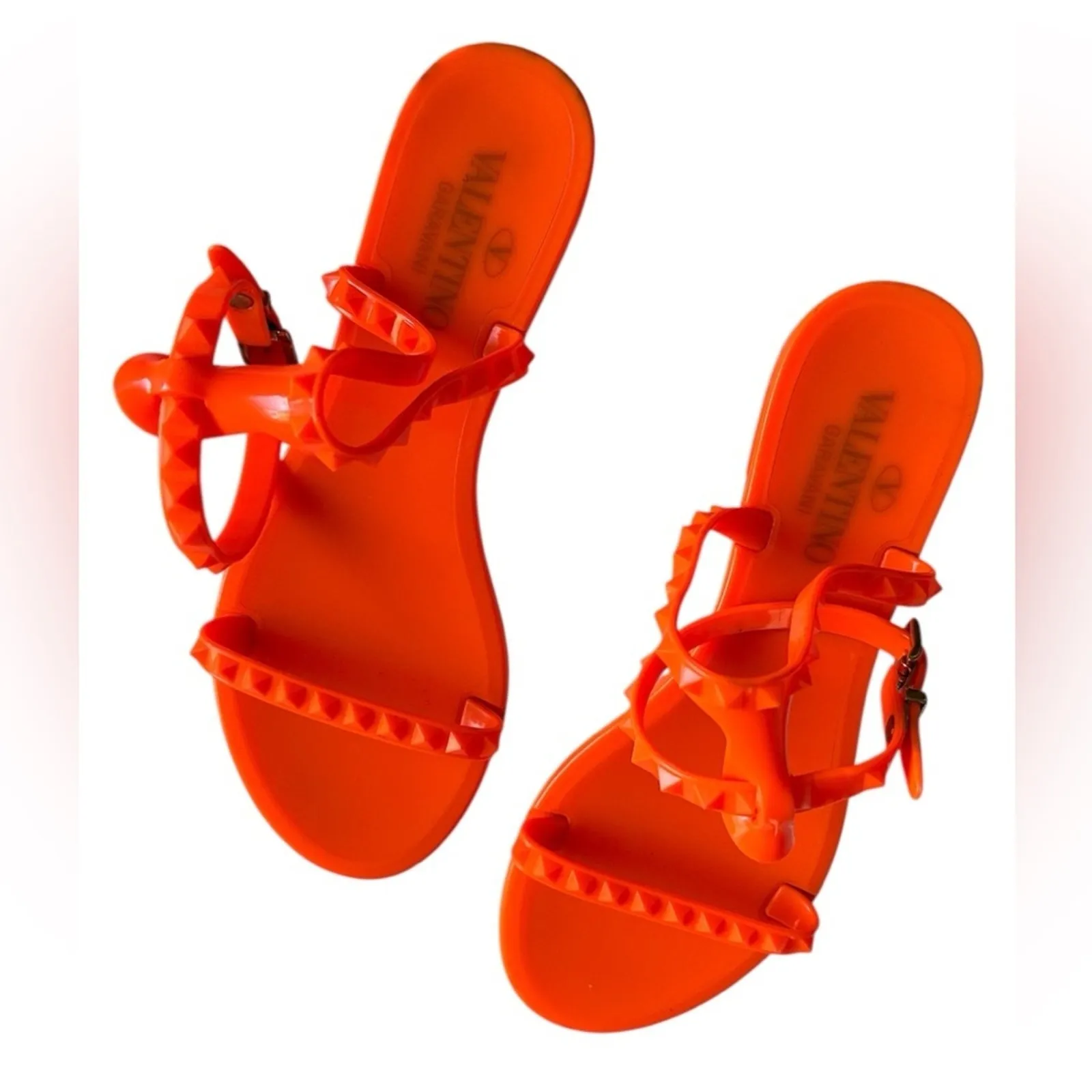 Valentino Garavani Rockstud Jelly Ankle Strap sandals Orange size 37 pre loved - Image 2