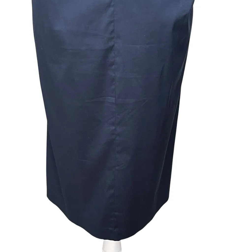 Chico’s Smocked Puff Sleeves Midi Dress Women’s Size 1 US 8-10 Navy Pockets - Image 6