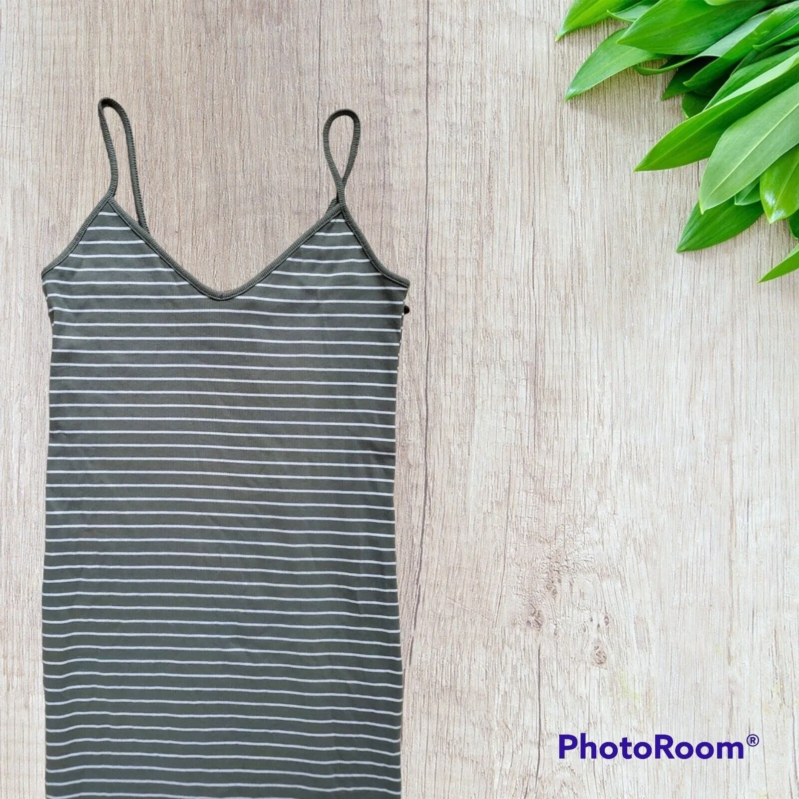 Forever 21 Dress Women Large Green Nautical Striped Sleeveless Strappy Stretch - Image 4