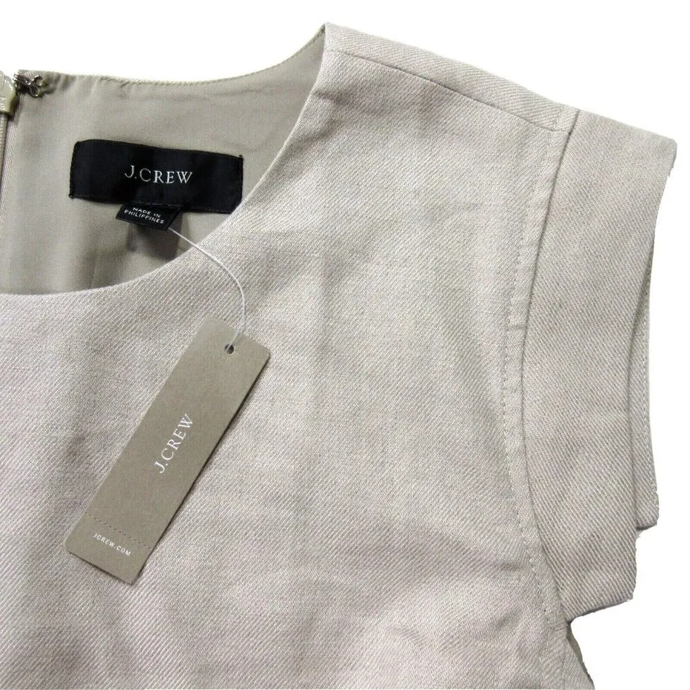 NWT J.Crew Resume Sheath in Flax Beige Stretch Linen Dress 10 $168 - Image 5
