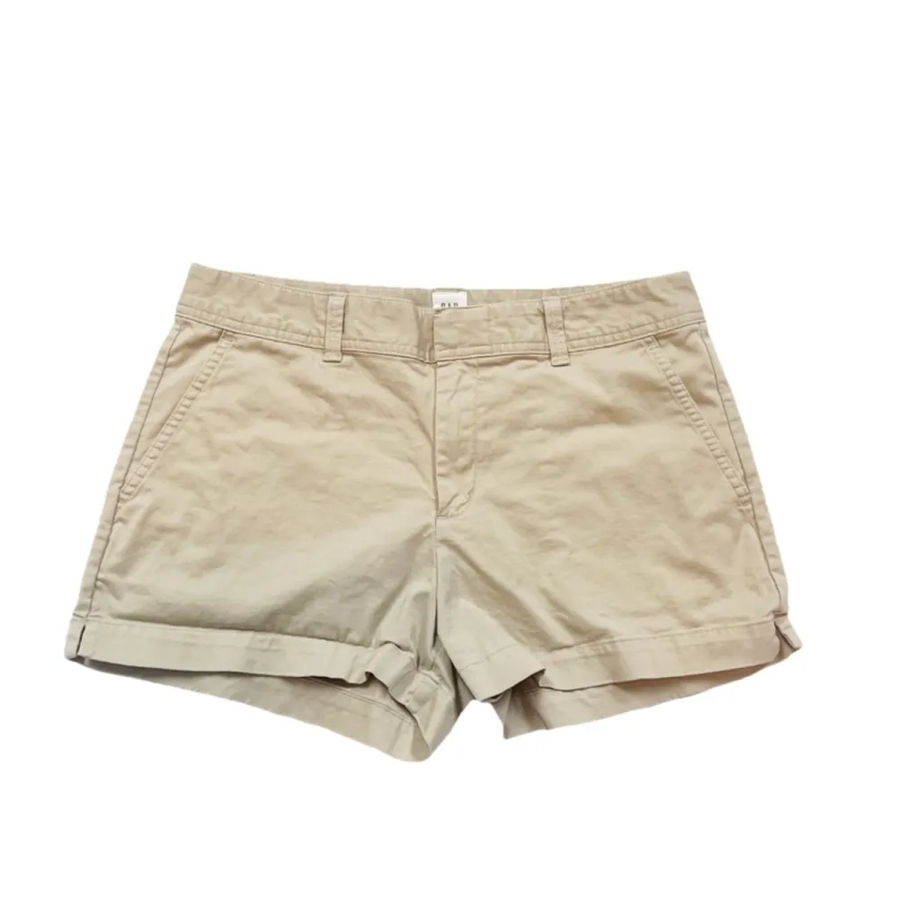 GAP City Shorts Mid Rise 3” Inseam Chino Stretch Pockets Women’s Sz 6 Wicker Tan - Image 2