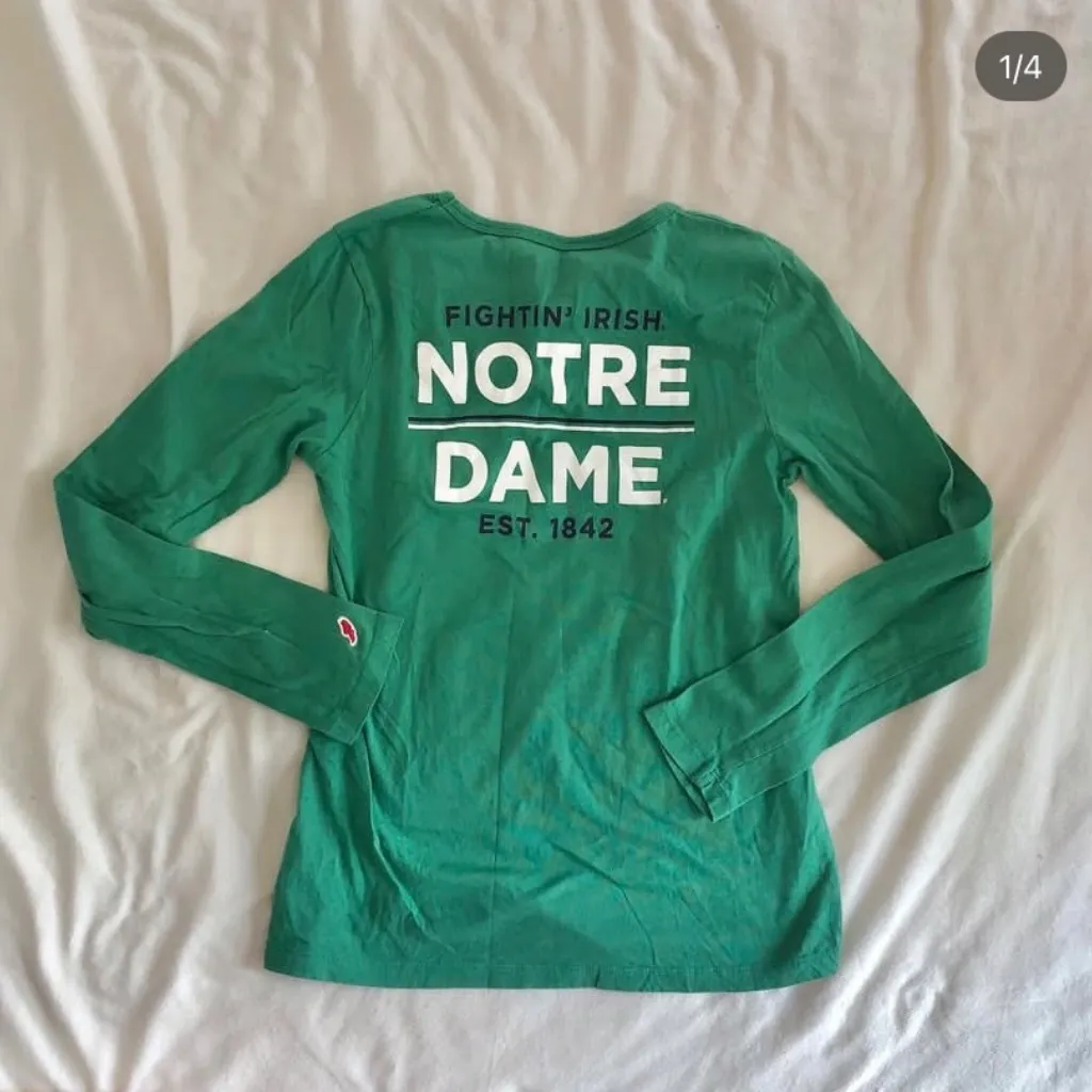 Notre Dame long sleeve green tee - Image 2