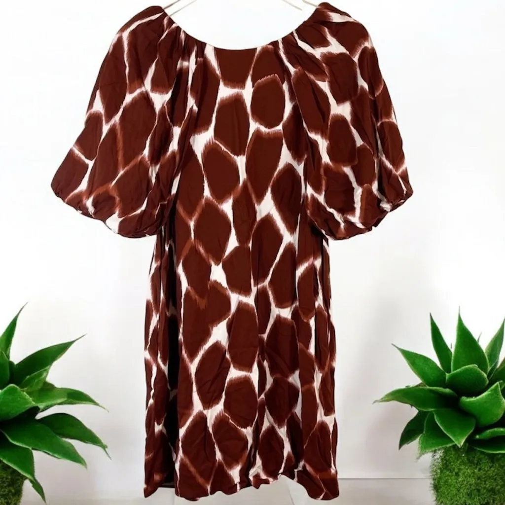 Anthropologie NWT Corey Lynn Calter Giraffe Tunic Dress Tan Brown Size Small - Image 3