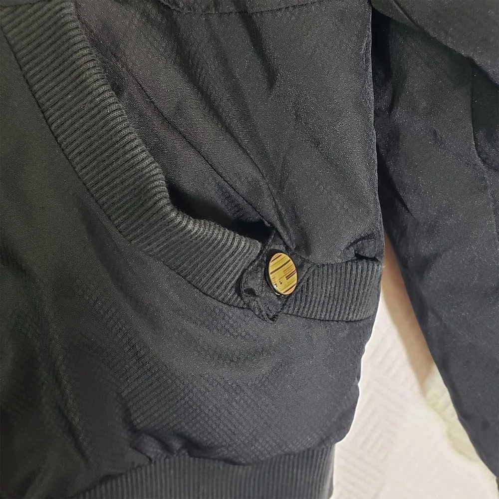 BURTON Medium Black and Gray Floral Reversible Full Zip Snap Collar Jacket - Image 8