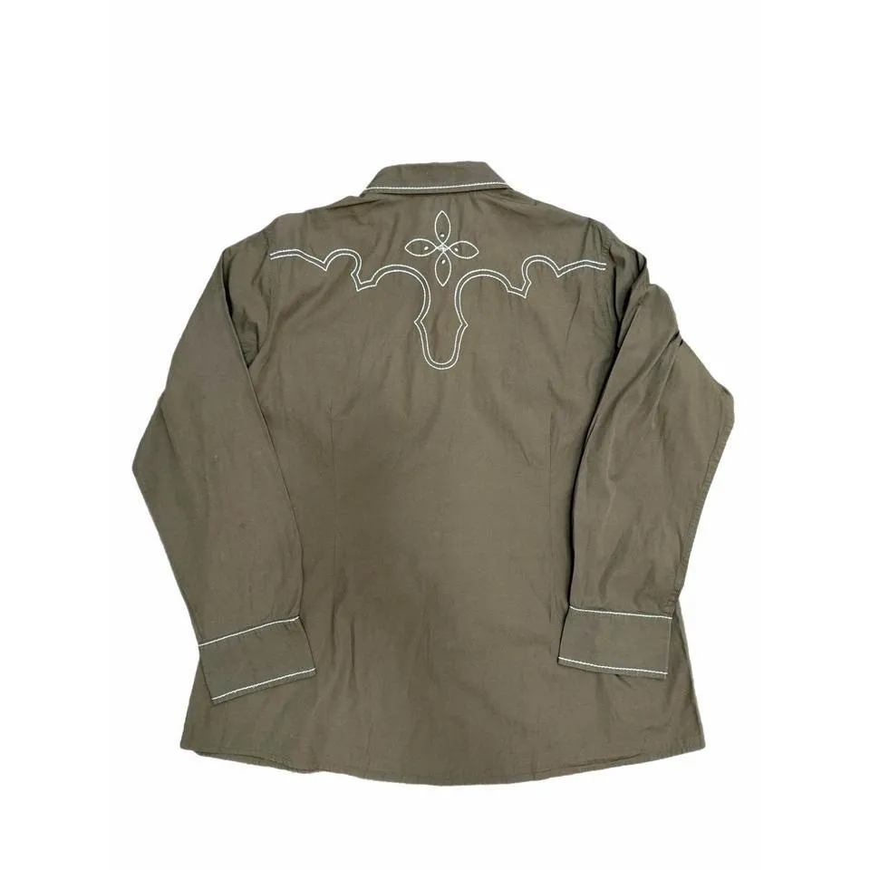 Ariat Women's Fitted Western Snap Shirt Brown Embroidered‎ XXL - Image 2