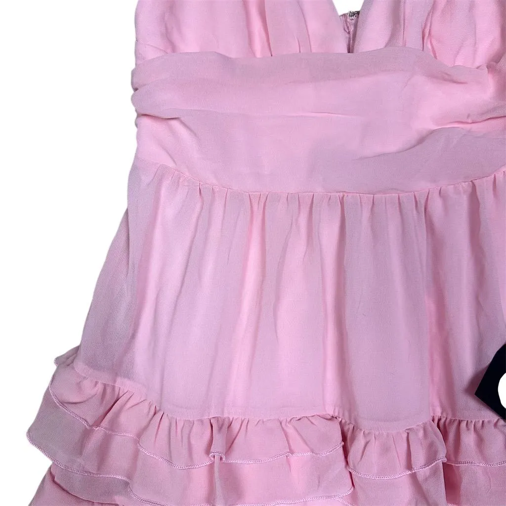 NWT Lulus Women's Pink Lavish Perfection Light Pink Ruffled Tiered Maxi Dress M - Image 5