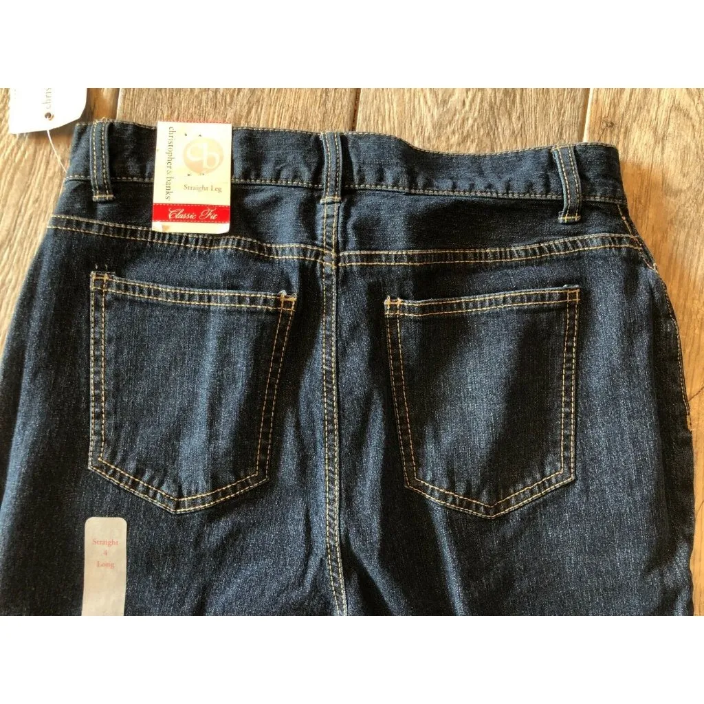 NWT Christopher & Banks Jeans Straight Leg Classic Fit 4L 4 Long Stretch Denim - Image 4