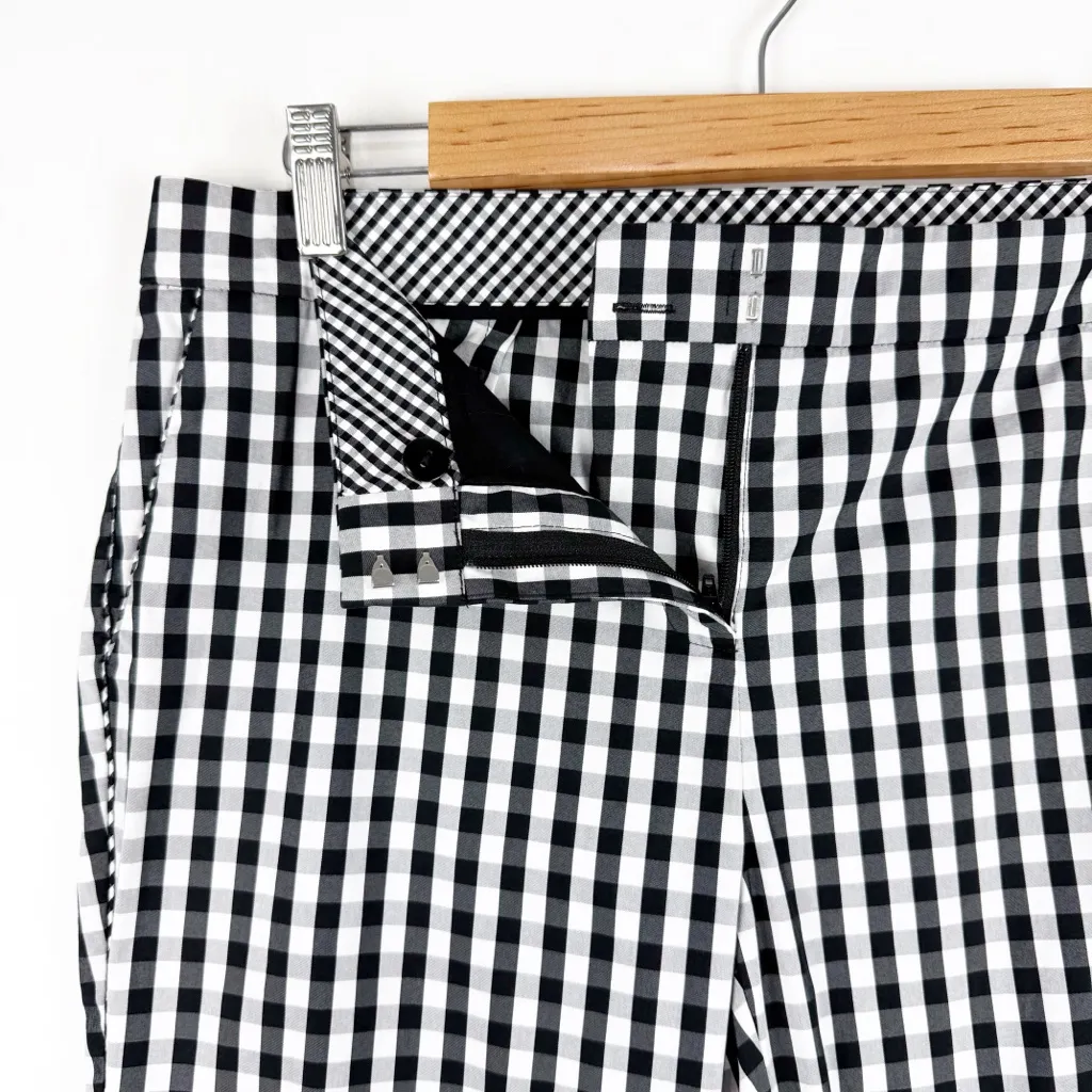 Lafayette 148 NY Manhattan Gingham Pants Black White 6 - Image 8