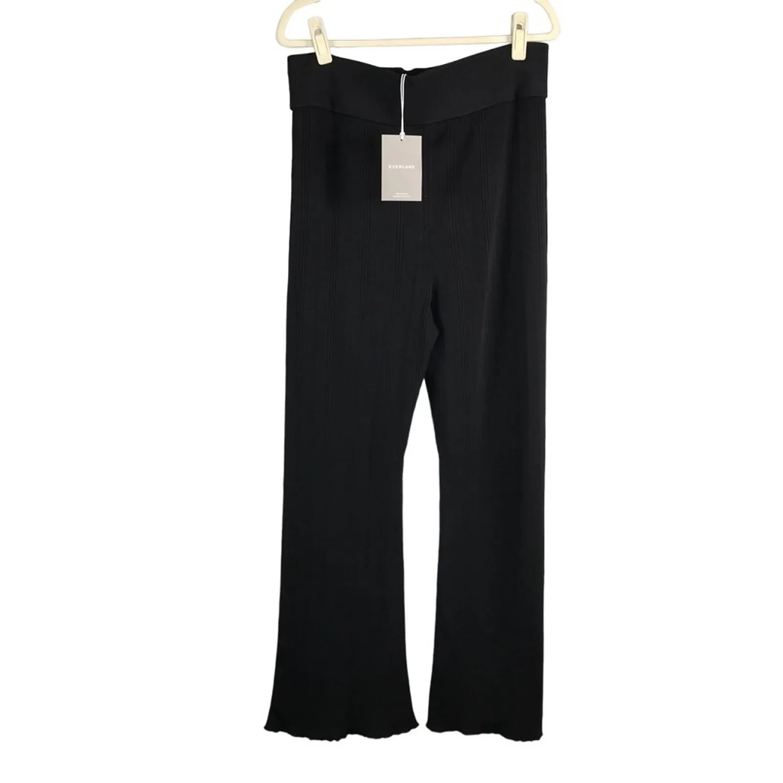 EVERLANE Flare Rib Knit Pant XL Black Grunge Versatile Office Whimsy Travel NWT - Image 3