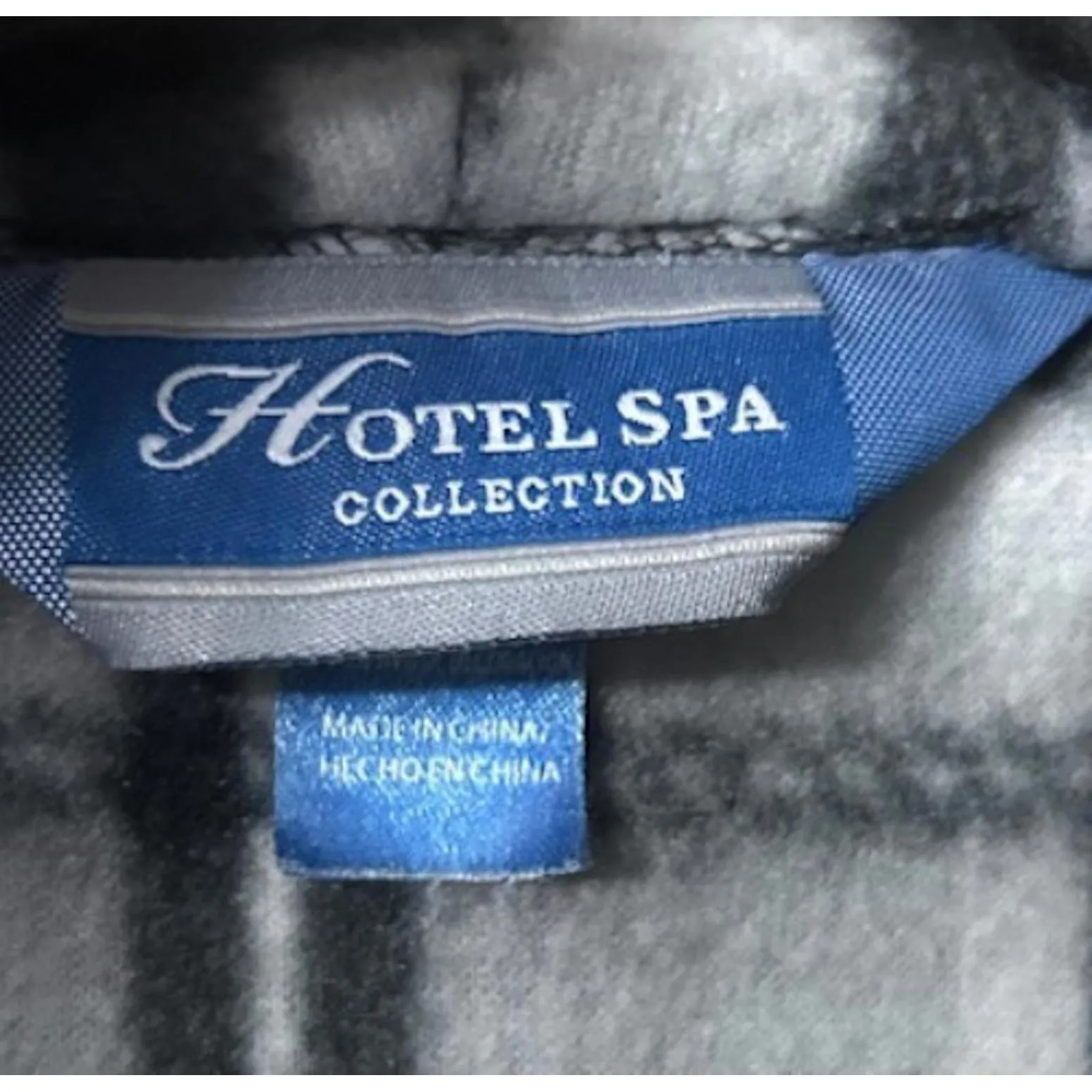 Hotel Spa Collection Rustic Plaid Fleece Robe One Size Belted Loungewear Pockets - Image 3
