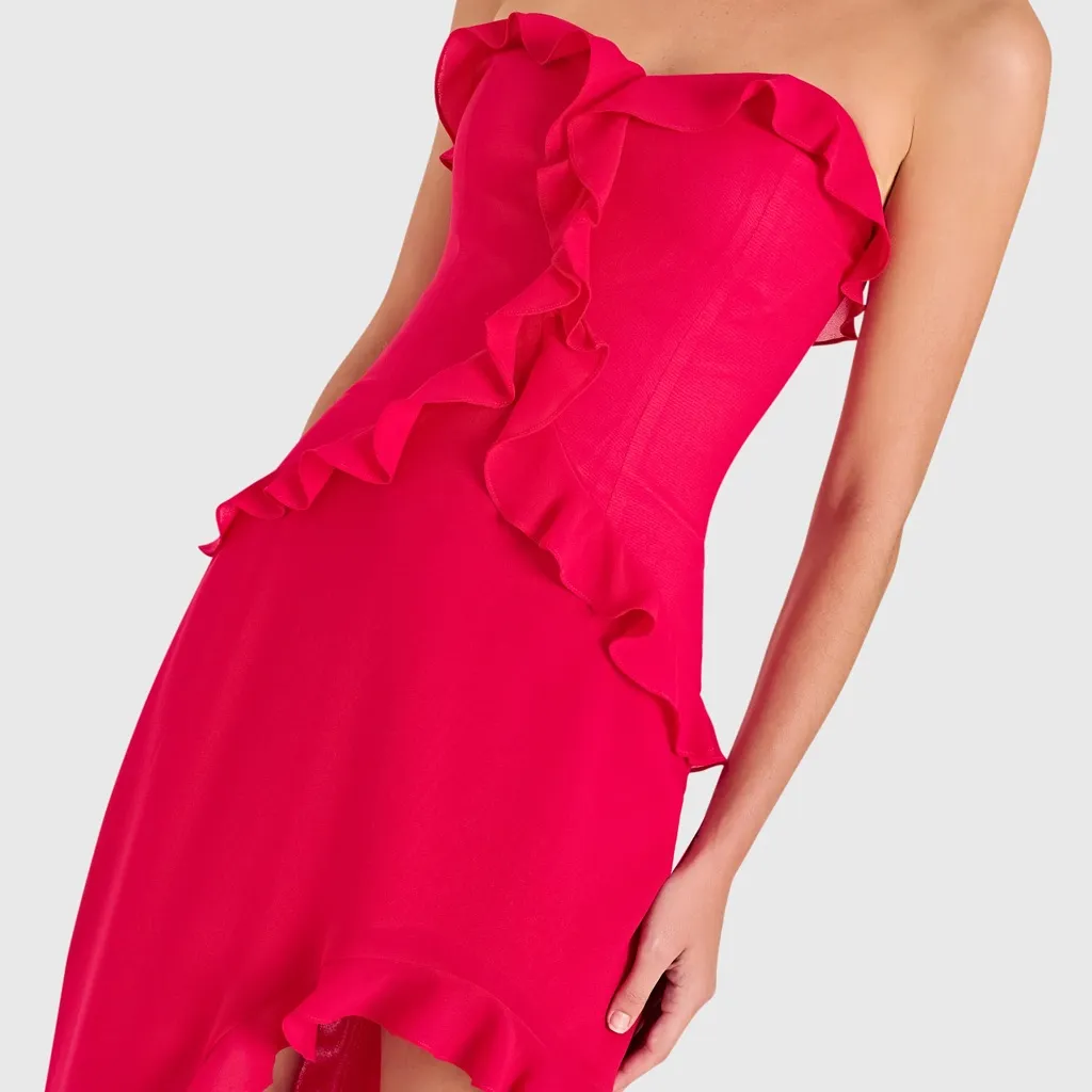 Amanda Uprichard Anessa Gown strapless midi dress high low hem size medium - Image 2