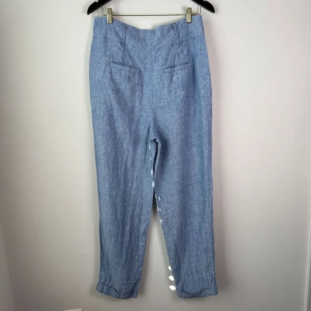 Boden Linen Trousers Light Blue Turn - Image 3
