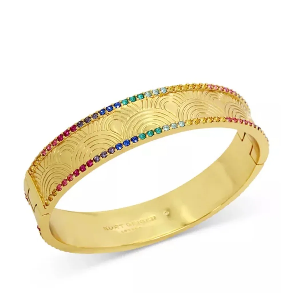 Kurt Geiger Signature Southbank Rainbow Pavé Gold Bangle Bracelet - Image 2