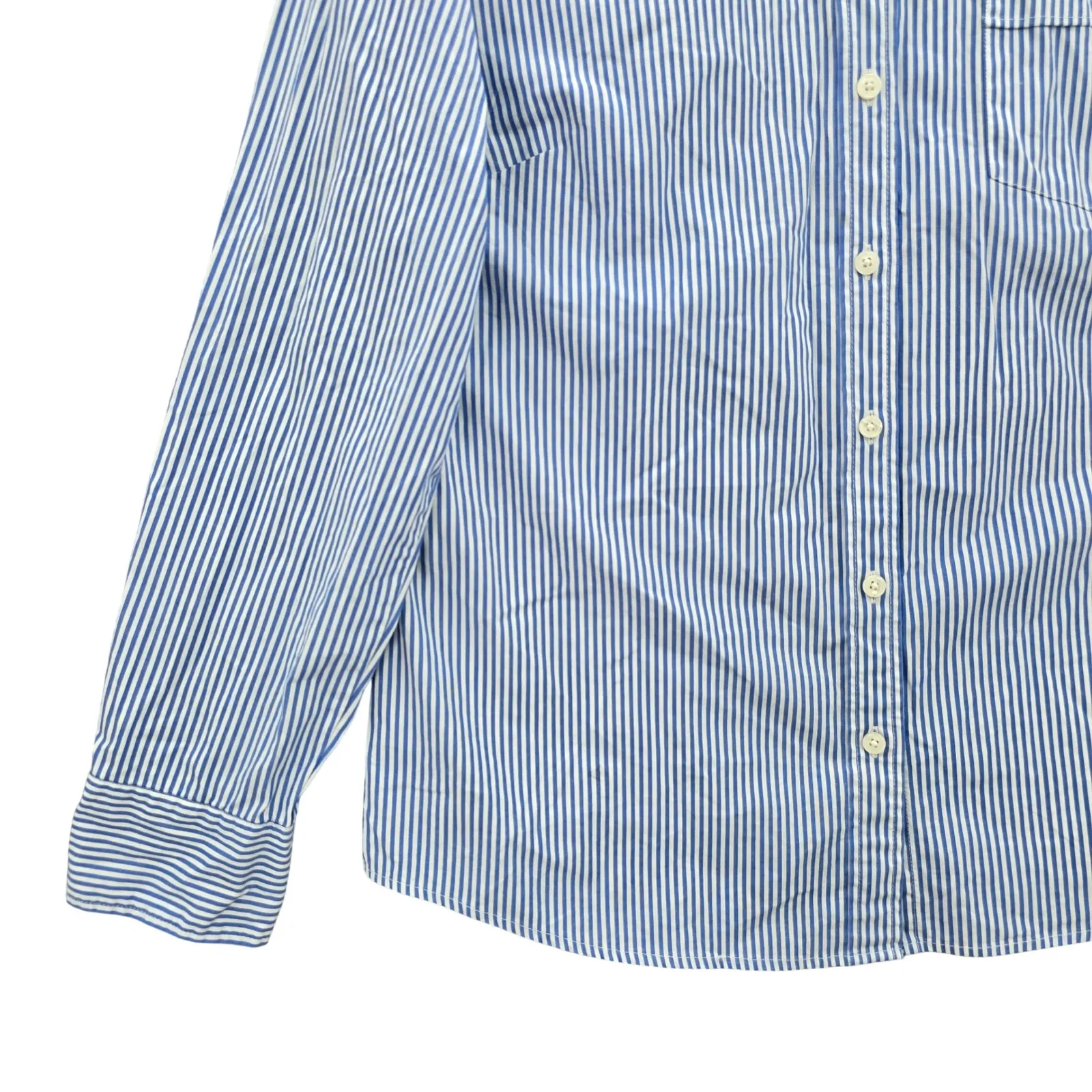 J. Crew Stripe Blue Button Office Preppy Grunge Y2K Minimalist Shirt Top Large - Image 6