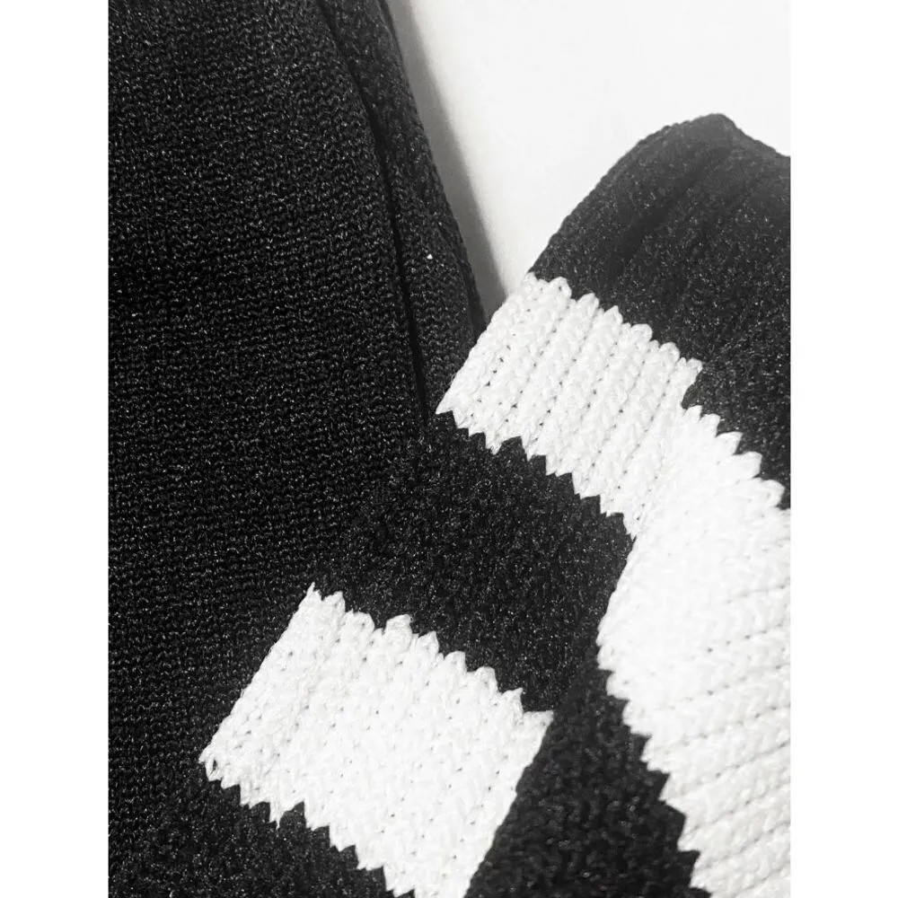 Vintage NEW American Apparel Thigh High Thick Socks Black White Stripes rare y2k - Image 4