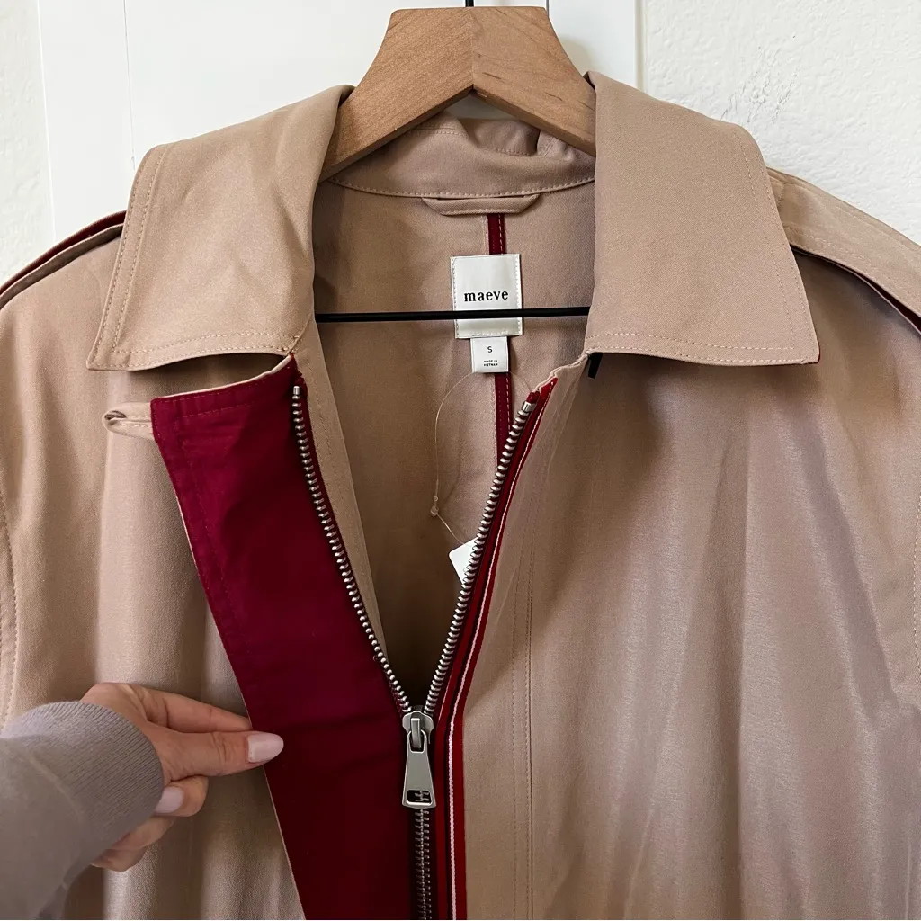 NWT Maeve Anthropologie Cinched-Waist Trench Coat in Khaki - Image 8