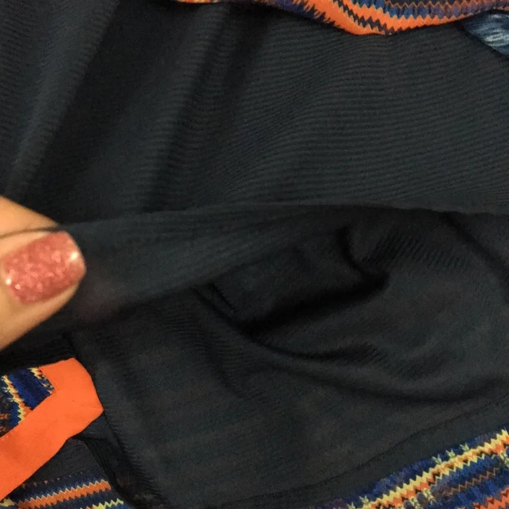 Anthropologie Maeve Urcos Bliss Tribal Strapless Fit& Flare Navy/Coral Dress - Image 5