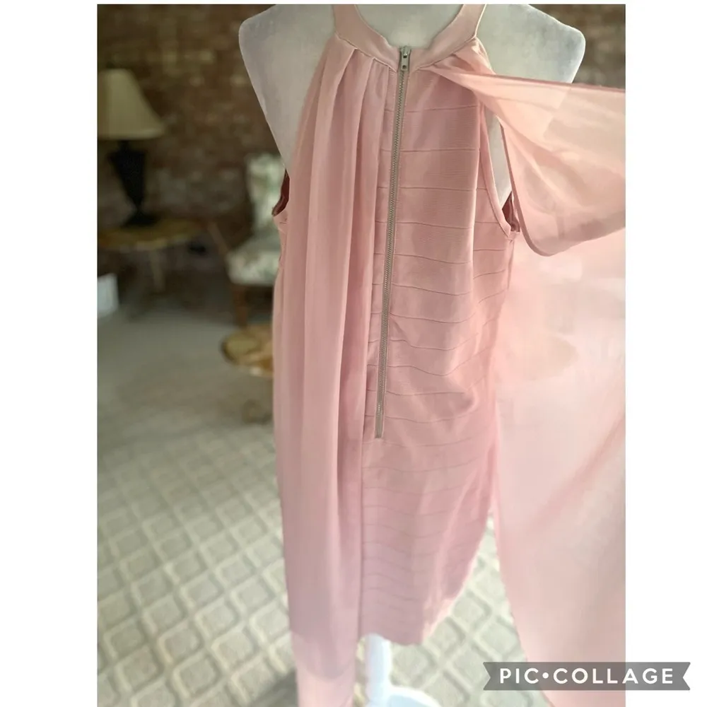 Venus Dress Halter Midi Pink Bandage Pink Chiffon Overlay 18 Cocktail Party Glam - Image 13