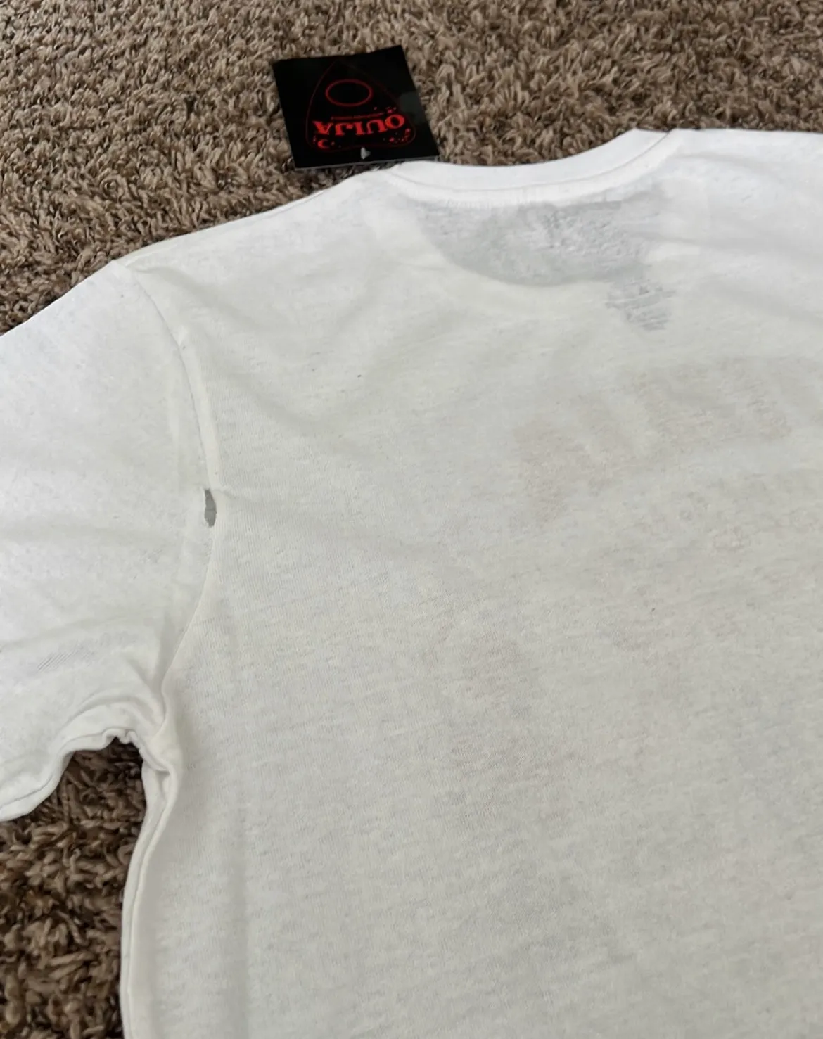 Unisex White Printed Tee Size L - Image 8