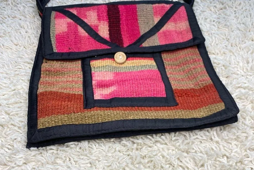 NWOT Tribal Southwestern Pink & Neutral Embroidery Crossbody Bag - Image 2
