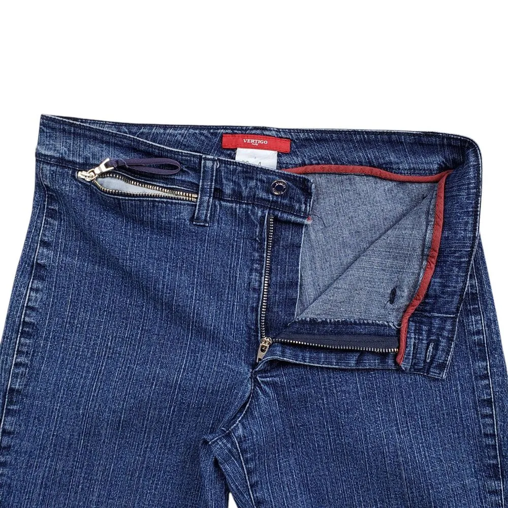 Vtg Vertigo Paris Jeans Womens Size 4 Denim Flare Bootcut Made in France Y2K - Image 4