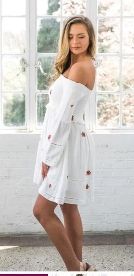 Nwt counting daisy’s free people white red embroidered floral spring dress boho - Image 3