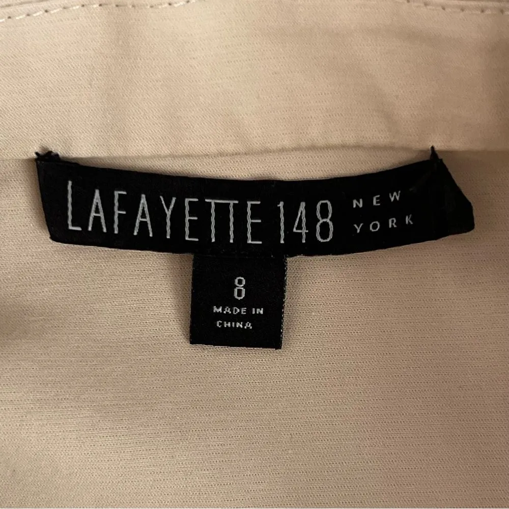 Lafayette 148 Womens Sheath Dress Size 8 Neutral Minimalist Office Siren Capsule Tan - Image 6