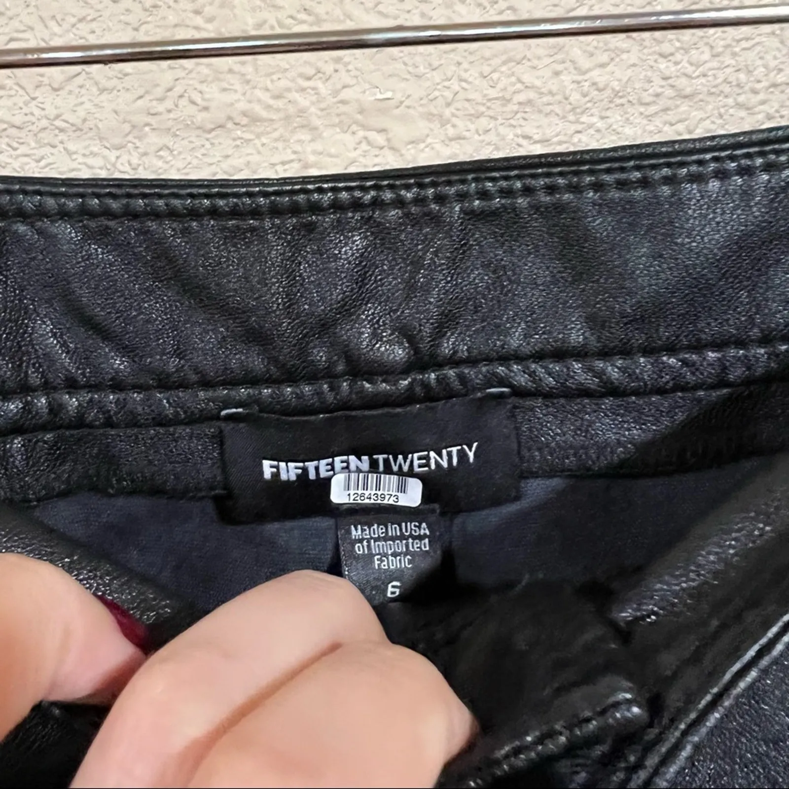 Fifteen Twenty black Vegan Faux leather high waist skirt - Image 8