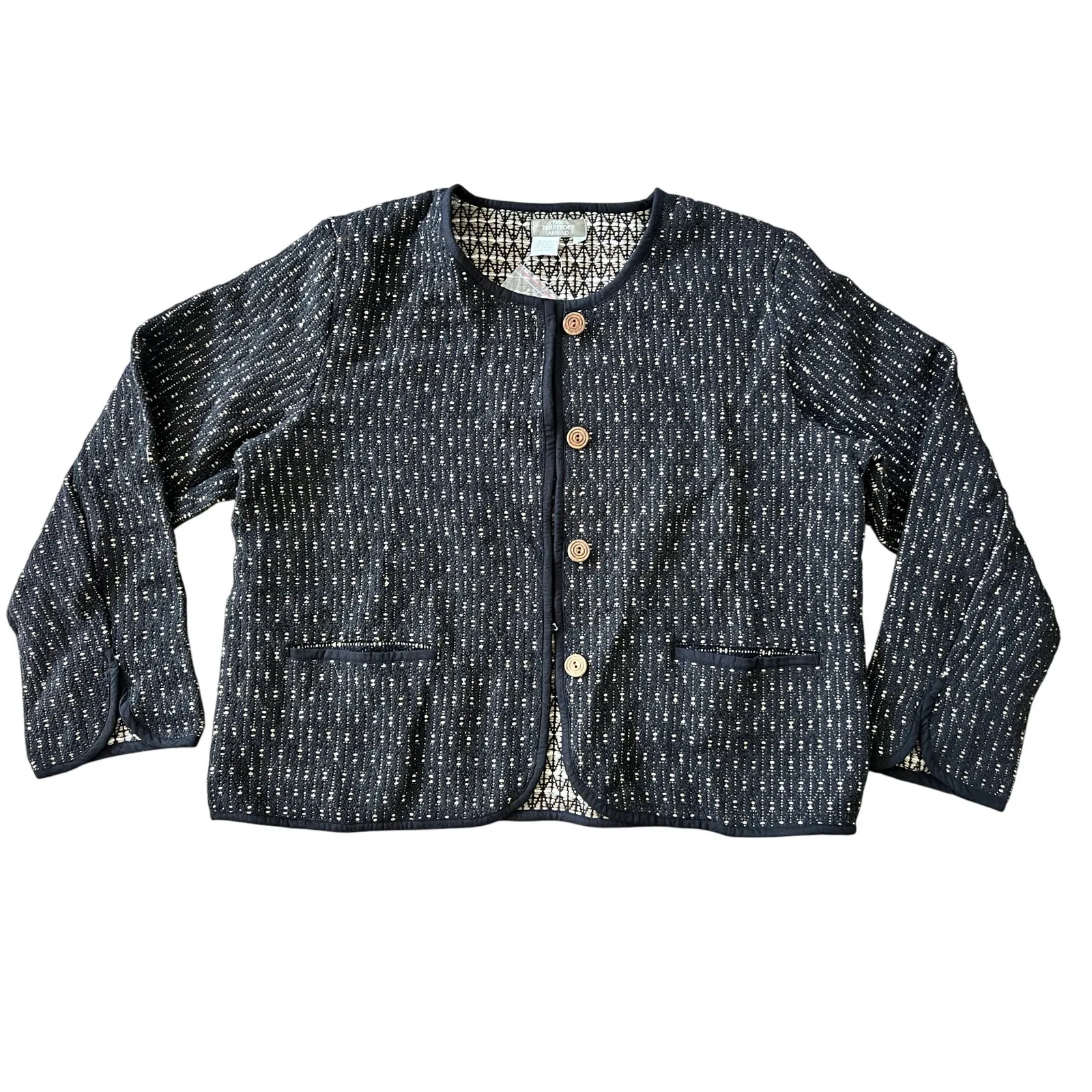 NWOT The Territory Ahead Women's Woven Jacket Coat Large Black Cotton Silk - Image 2