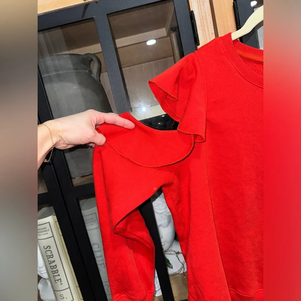 Rebecca Minkoff sweater Gracie sweatshirt ruffle shoulder cutout top long sleeve - Image 4