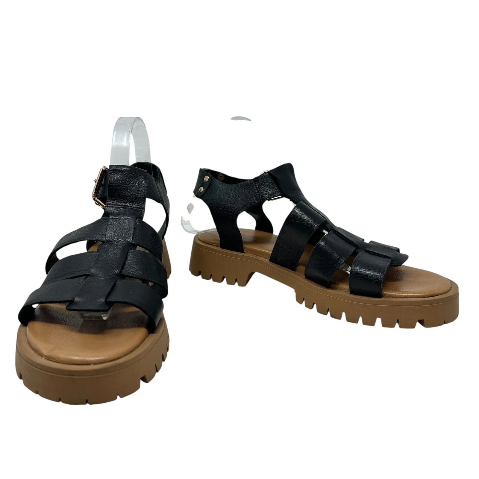 275 Central Isaiah‎ Sandals Fisherman Chunky Leather Black Size 40 US 10 - Image 4