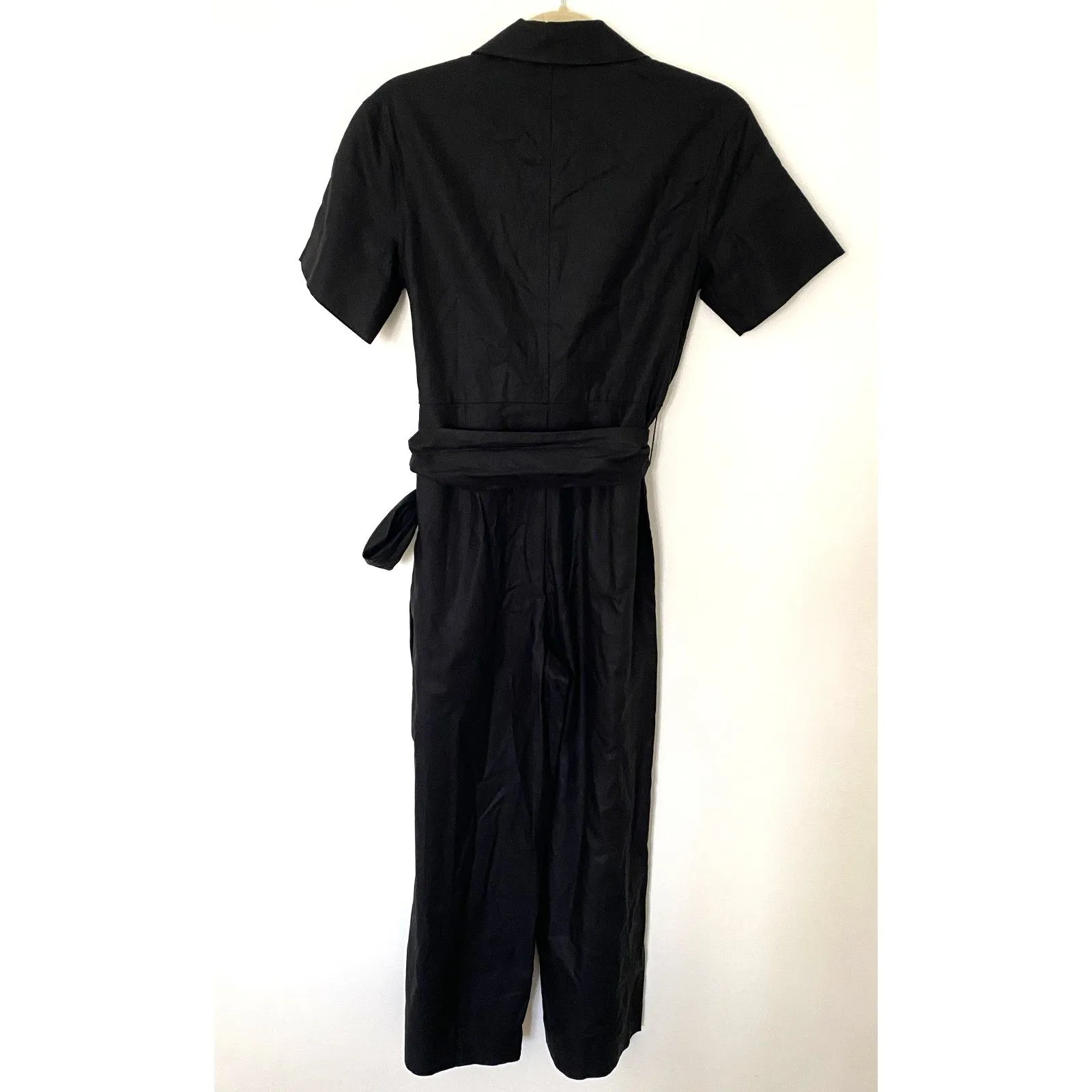 Banana Republic Factory Black Wide Leg Belted Button Up Collared Jumpsuit Sz XSP - Image 3