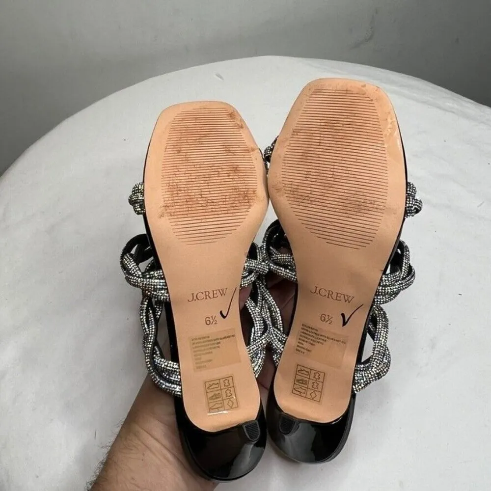 J.Crew $198 Zadie Strappy Kitten Heels with Crystals Size 6.5 BV719 Black - Image 10