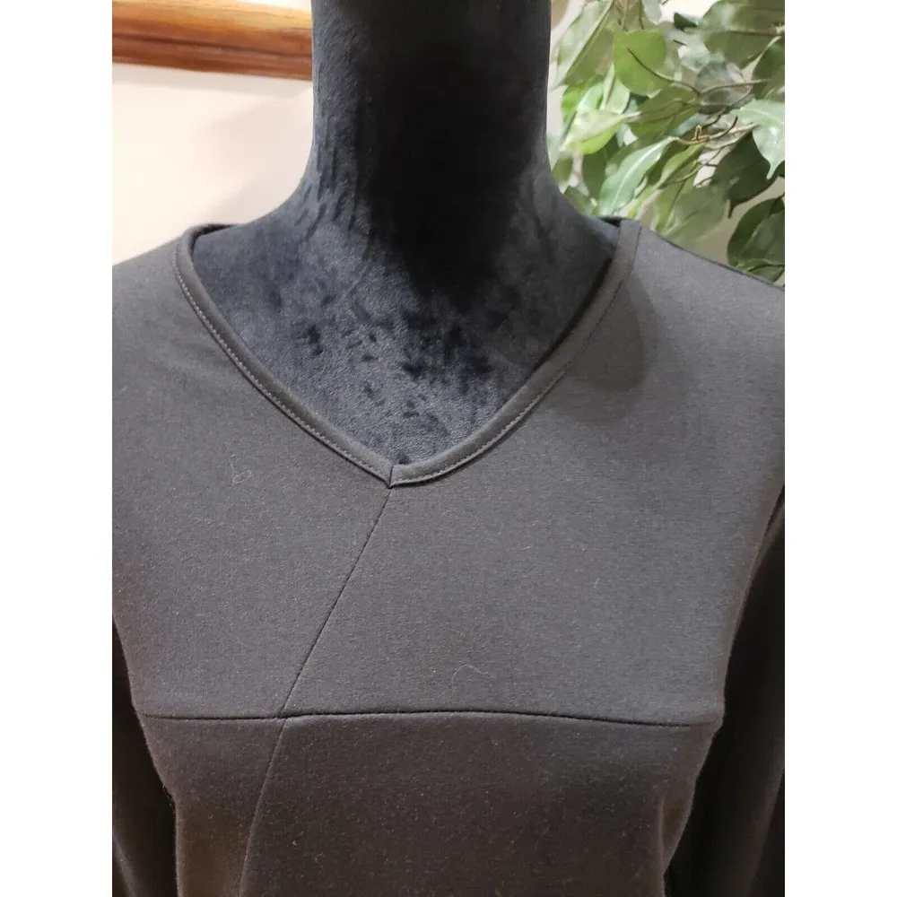 Zanzea Black Solid Polyester V-Neck Long Sleeve Pocket Tunic Dress Size Medium - Image 2