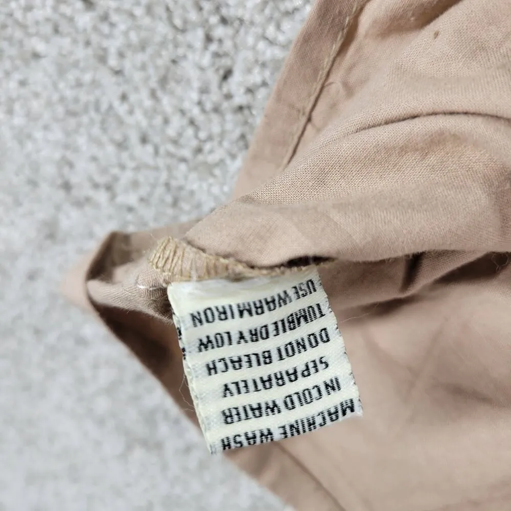 Sim & Sam Cropped Top Womens Large Beige Puff Sleeve Smocked Peplum Peasant - Image 10