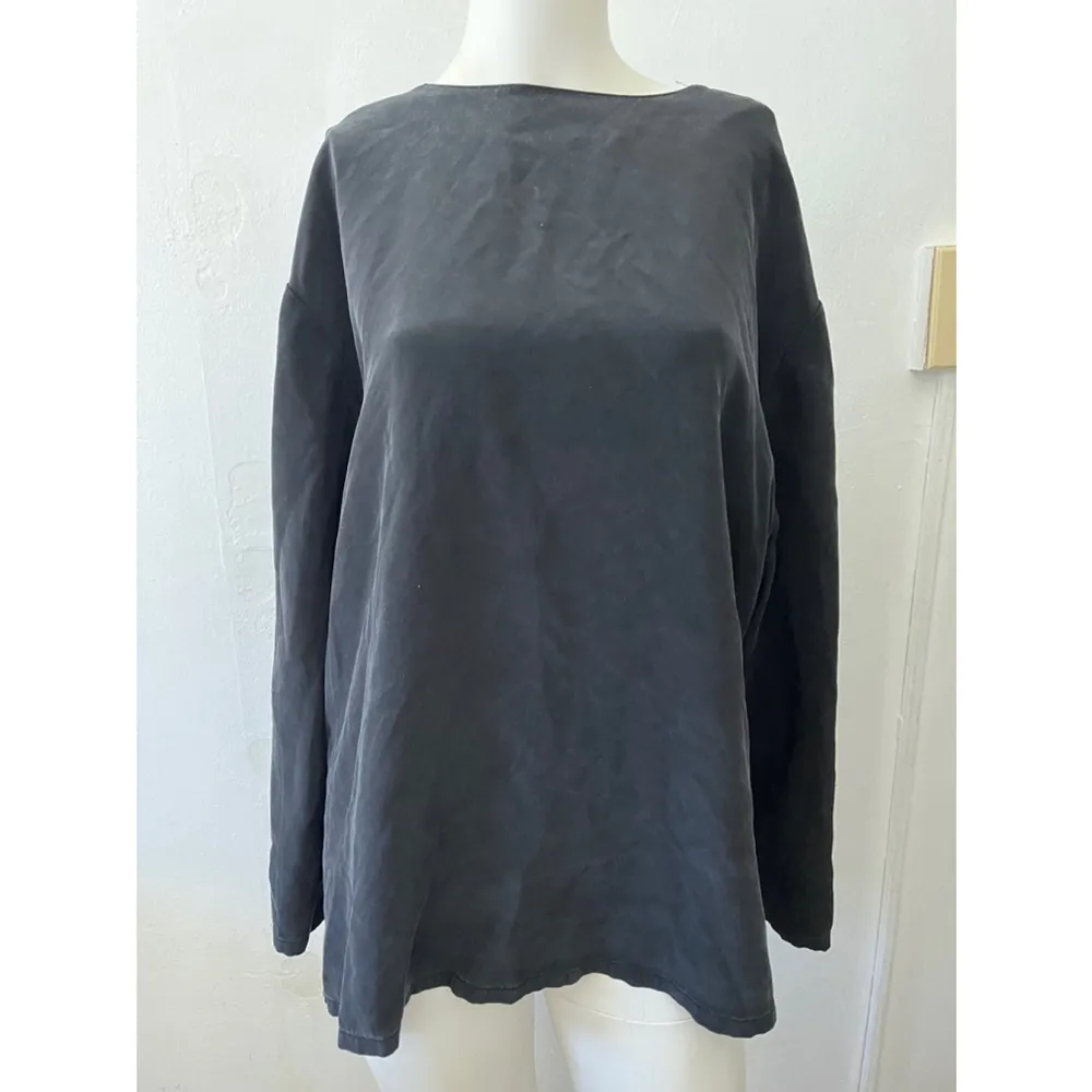 Vintage Hino & Malee 100 percent silk v neck Black pullover tunic blouse S - Image 6