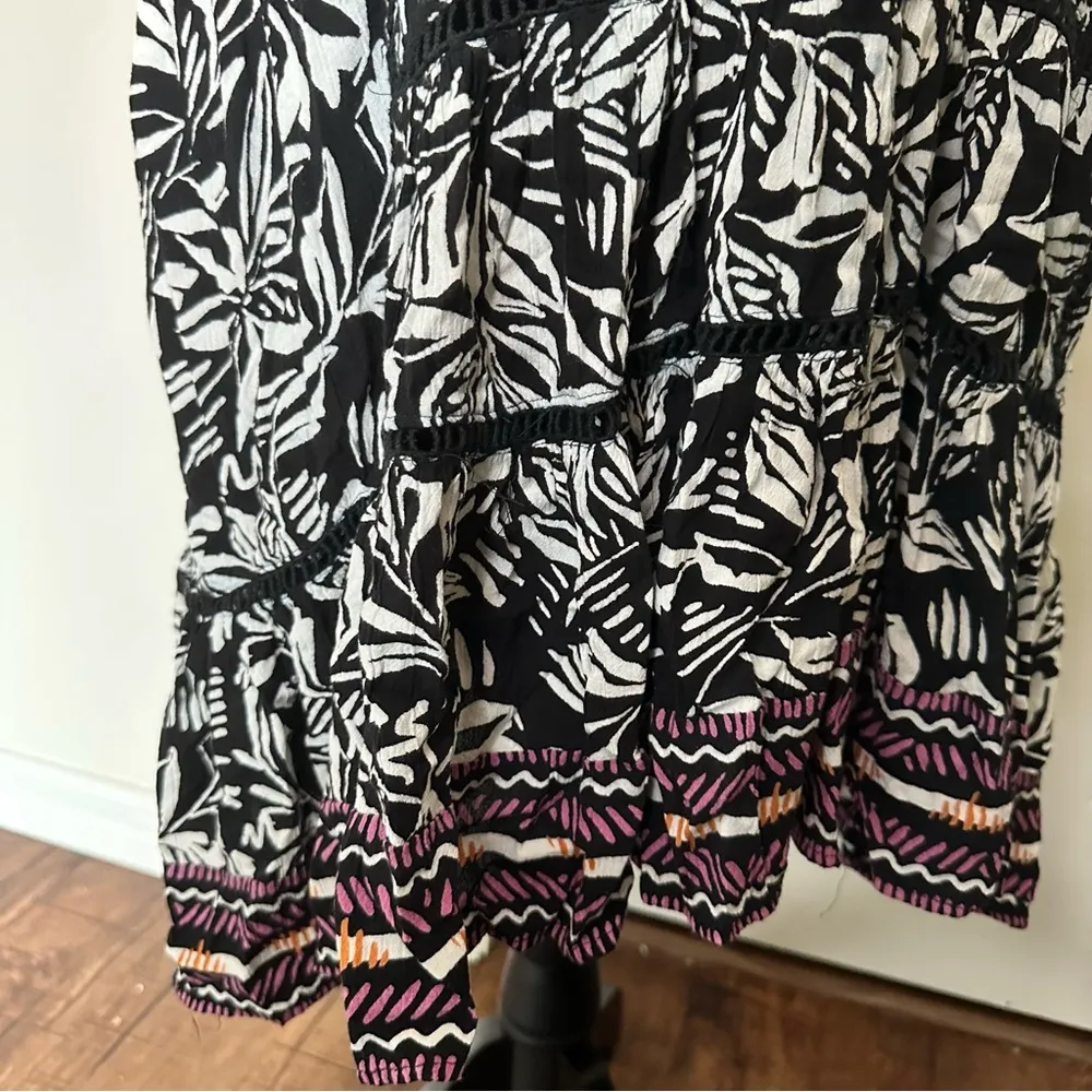 Bunulo Black and White Lace Trim Flutter Sleeve Ruffled Tank Top Size 2X - Image 6