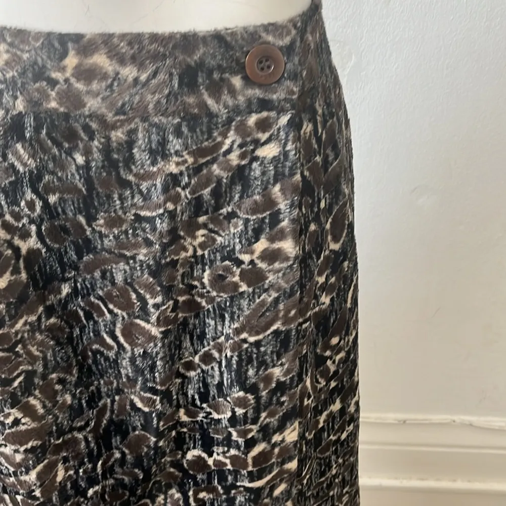Bernard Zins made in France green brown Marbled leopard print wrap Skirt size 10 Black - Image 2